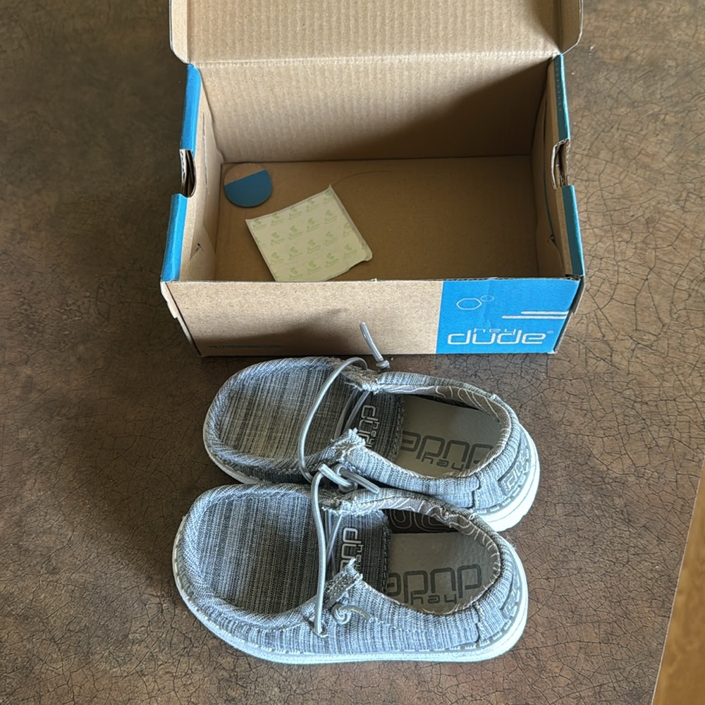 Kid's Size 6 Hey Dude Shoes. Worn once. In Mint Condition